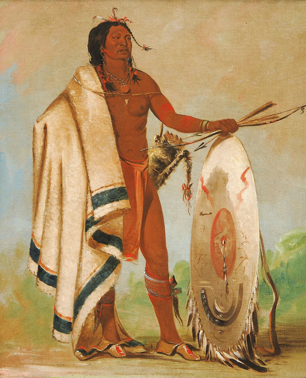 Kotz-a-tó-ah, Smoked Shield, arvostettu soturi, 1834. tekijältä George Catlin