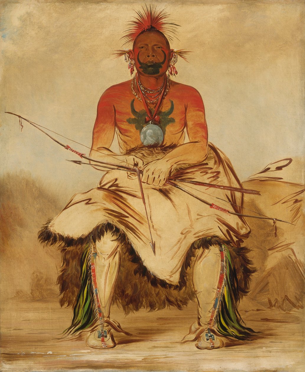 La-dóo-ke-a, Puhvelihärkä, suuri pawnee-soturi. tekijältä George Catlin