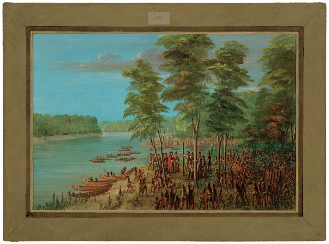 La Salle ottaa haltuunsa maan Arkansasin suulla. 10. maaliskuuta 1682 tekijältä George Catlin