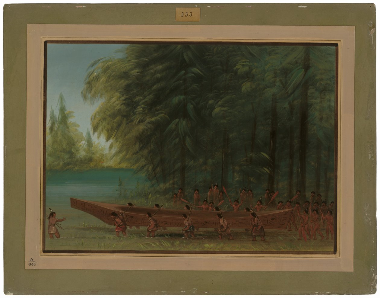 Kanootin vesillelasku - Nayas Indians tekijältä George Catlin