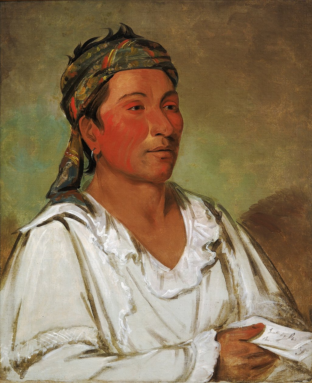 Lay-lóo-ah-pee-ái-shee-kaw, ruoho, pensas ja kukka, puolikasvatettu tekijältä George Catlin