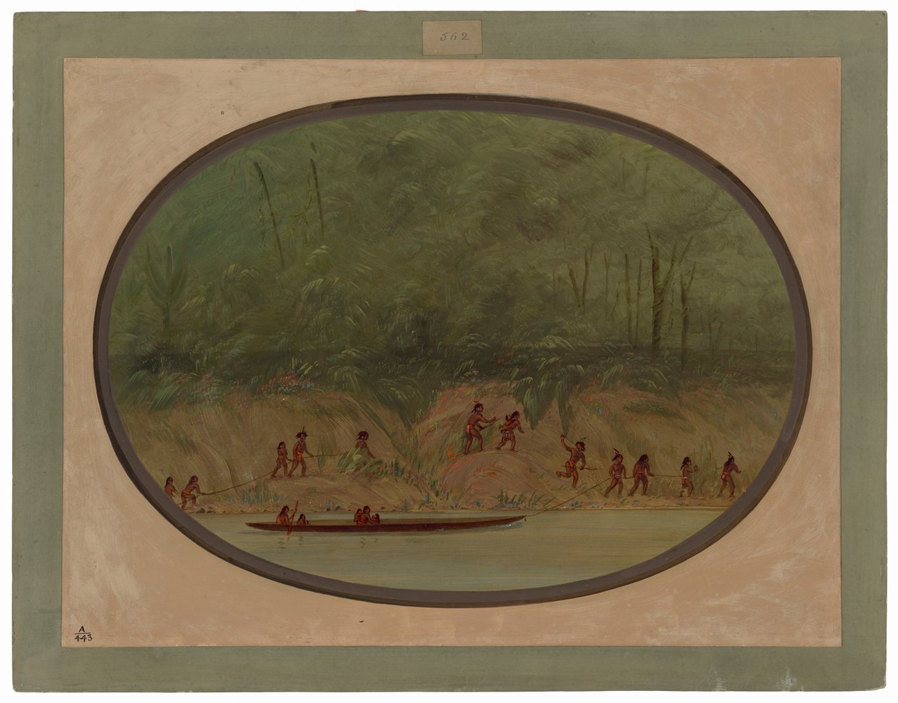 Lengua-intiaanit kiipeävät Rio Uruguayn koskilla tekijältä George Catlin