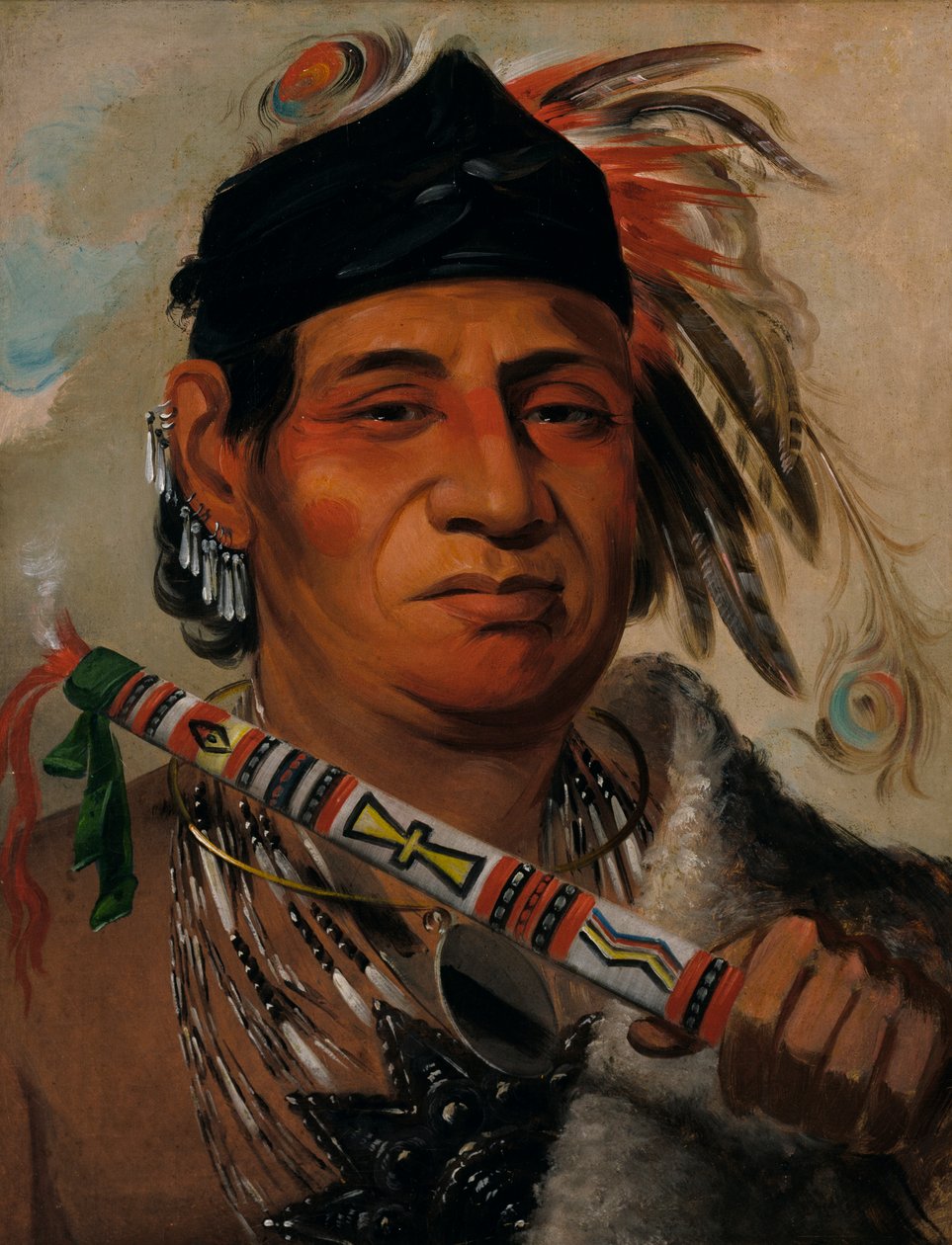Mah-kée-mee-teuv, Grizzly Bear, heimon päällikkö, 1831. tekijältä George Catlin