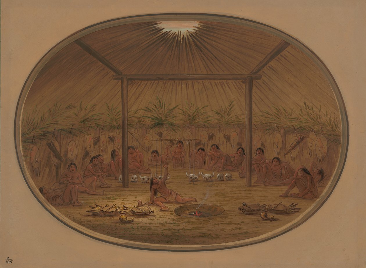 Mandan-seremonia - The Water Sinks Down, 18611869. tekijältä George Catlin