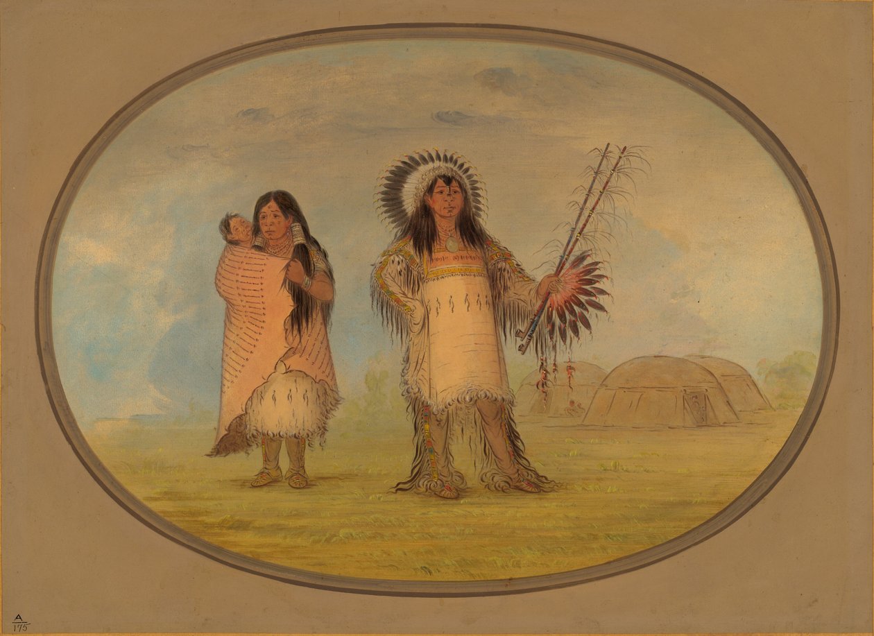 Mandanin siviilipäällikkö, hänen vaimonsa ja lapsensa, 18611869. tekijältä George Catlin