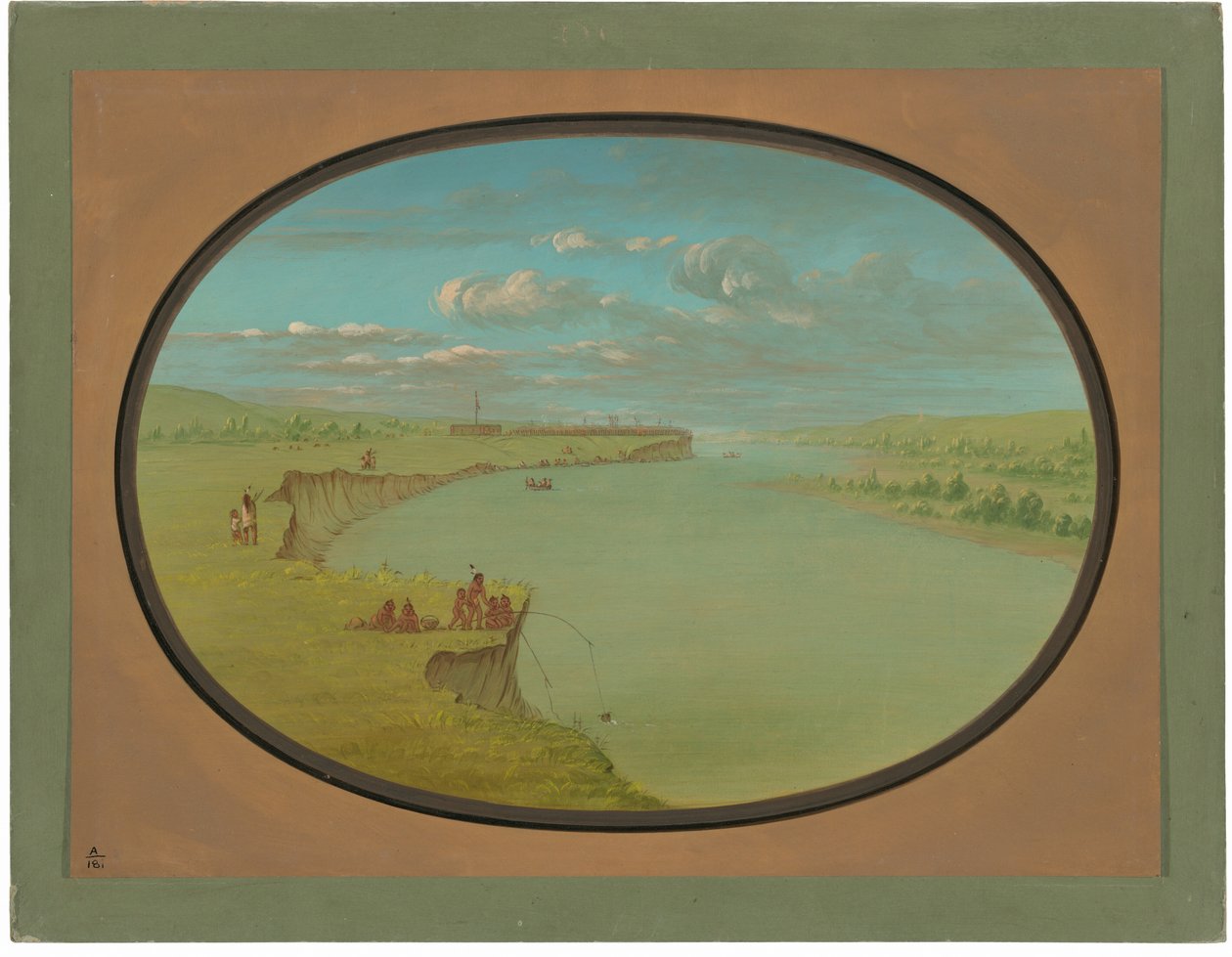 Mandan Village - Kaukainen näkymä tekijältä George Catlin