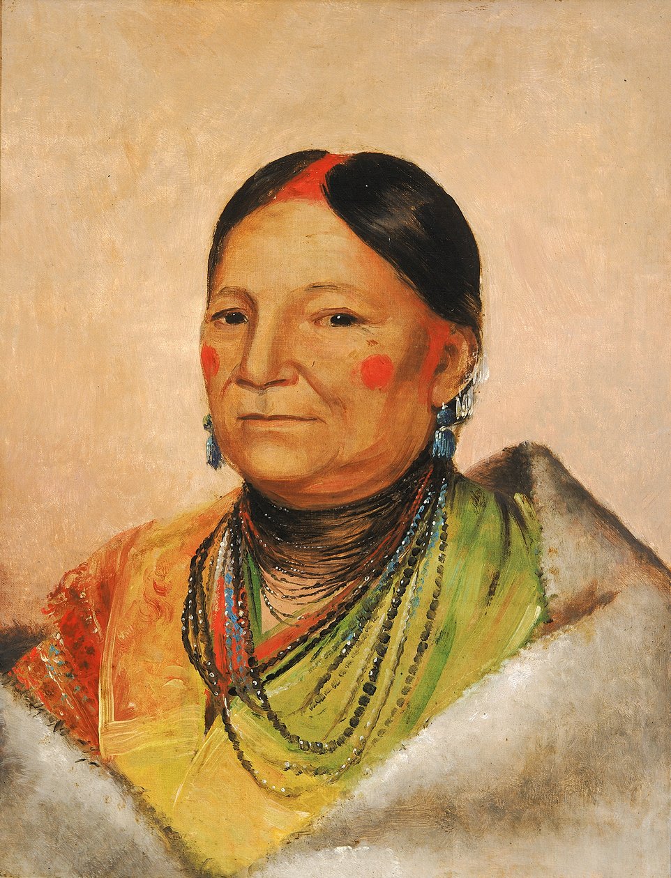 Mee-chéet-e-neuh, Haavoittuneen karhun olkapää, päällikön vaimo, 1831. tekijältä George Catlin