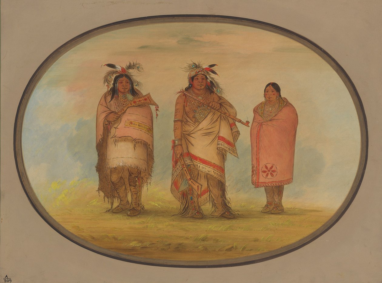 Menomonien päällikkö, hänen vaimonsa ja poikansa, 18611869. tekijältä George Catlin
