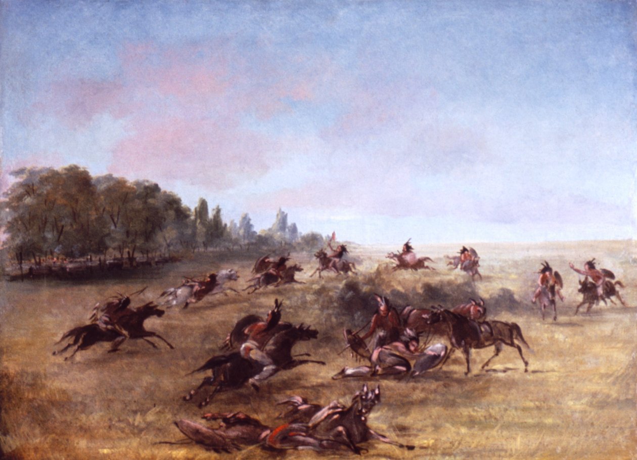 Mounted War Party Scouring a Thicket, 1846-1848. tekijältä George Catlin