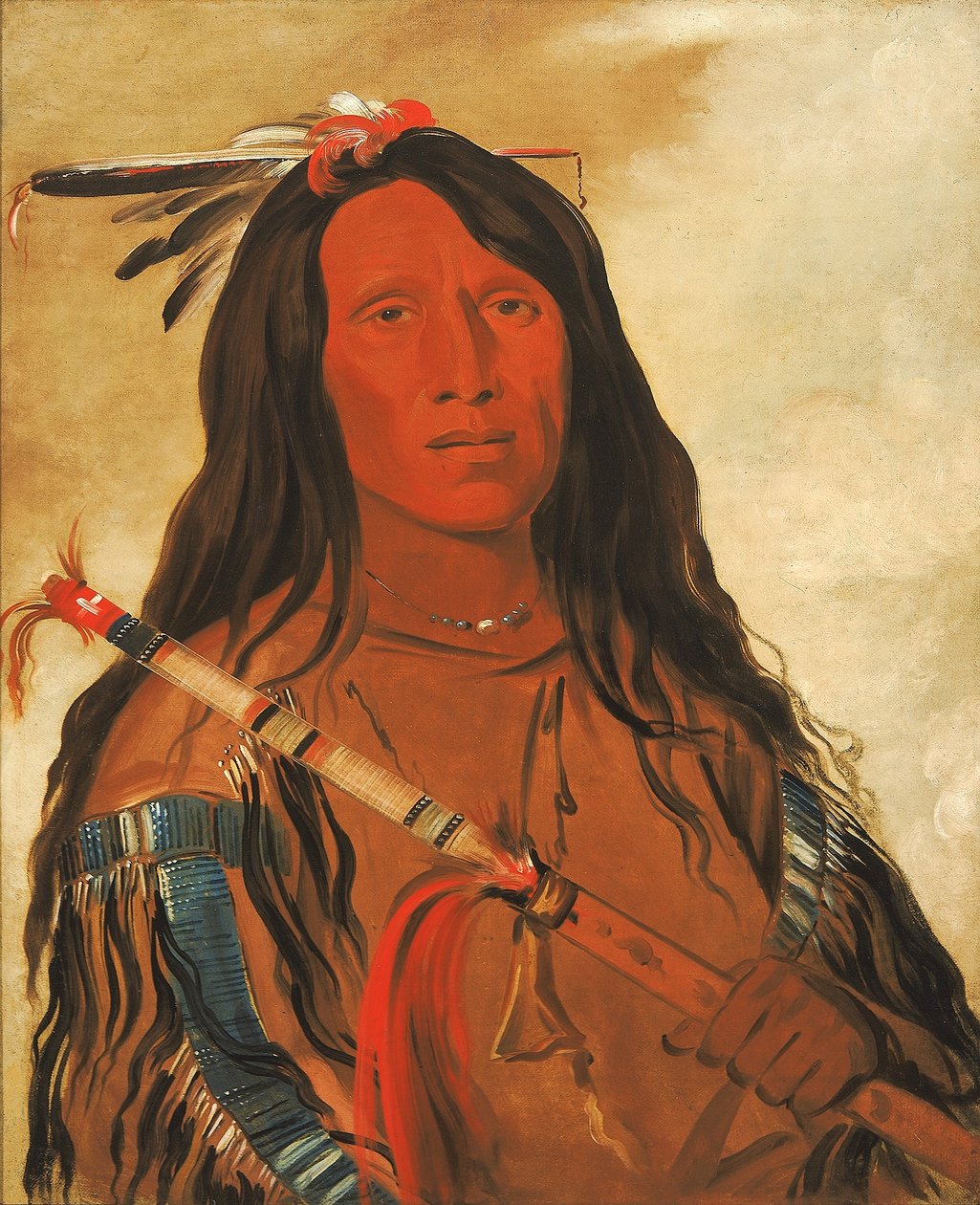 Né-hee-ó-ee-wóo-tis, Susi kukkulalla, Heimopäällikkö, - tekijältä George Catlin