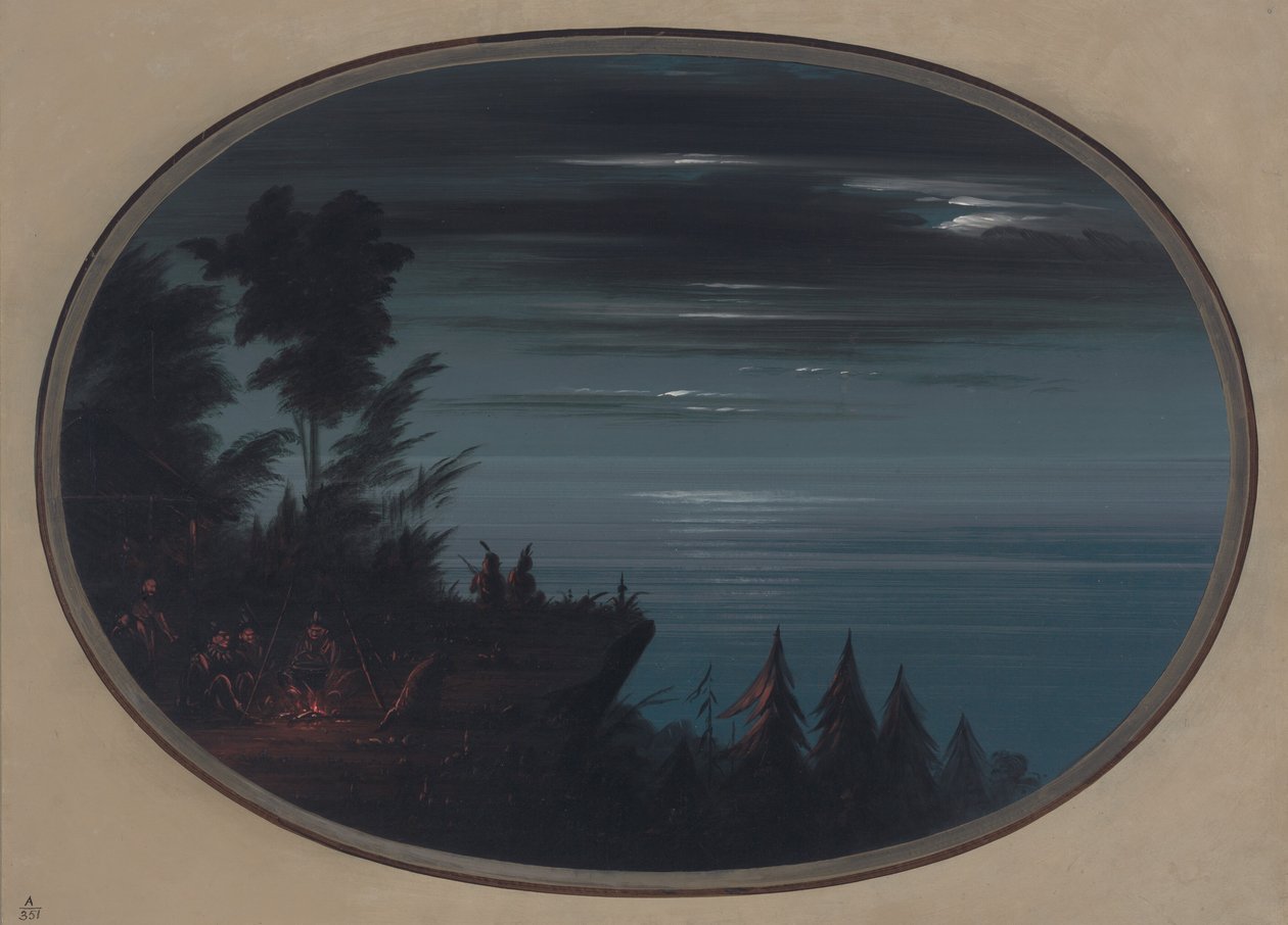 Nayas Village at Night, 18551869. tekijältä George Catlin