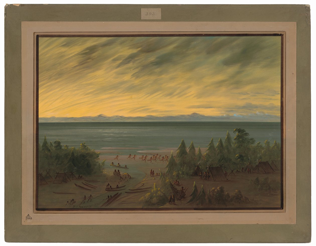 Nayasin kylä auringonlaskun aikaan tekijältä George Catlin