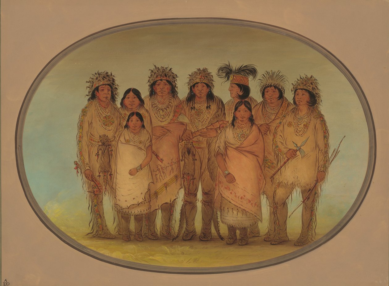 Yhdeksän Ojibbeway-intiaania Lontoossa, 18611869. tekijältä George Catlin