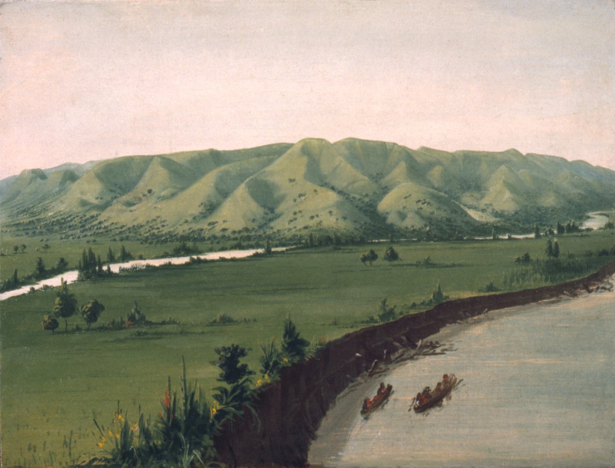 Nishnabottana Bluffs, 1070 mailia St. Louisin yläpuolella, 1832. tekijältä George Catlin