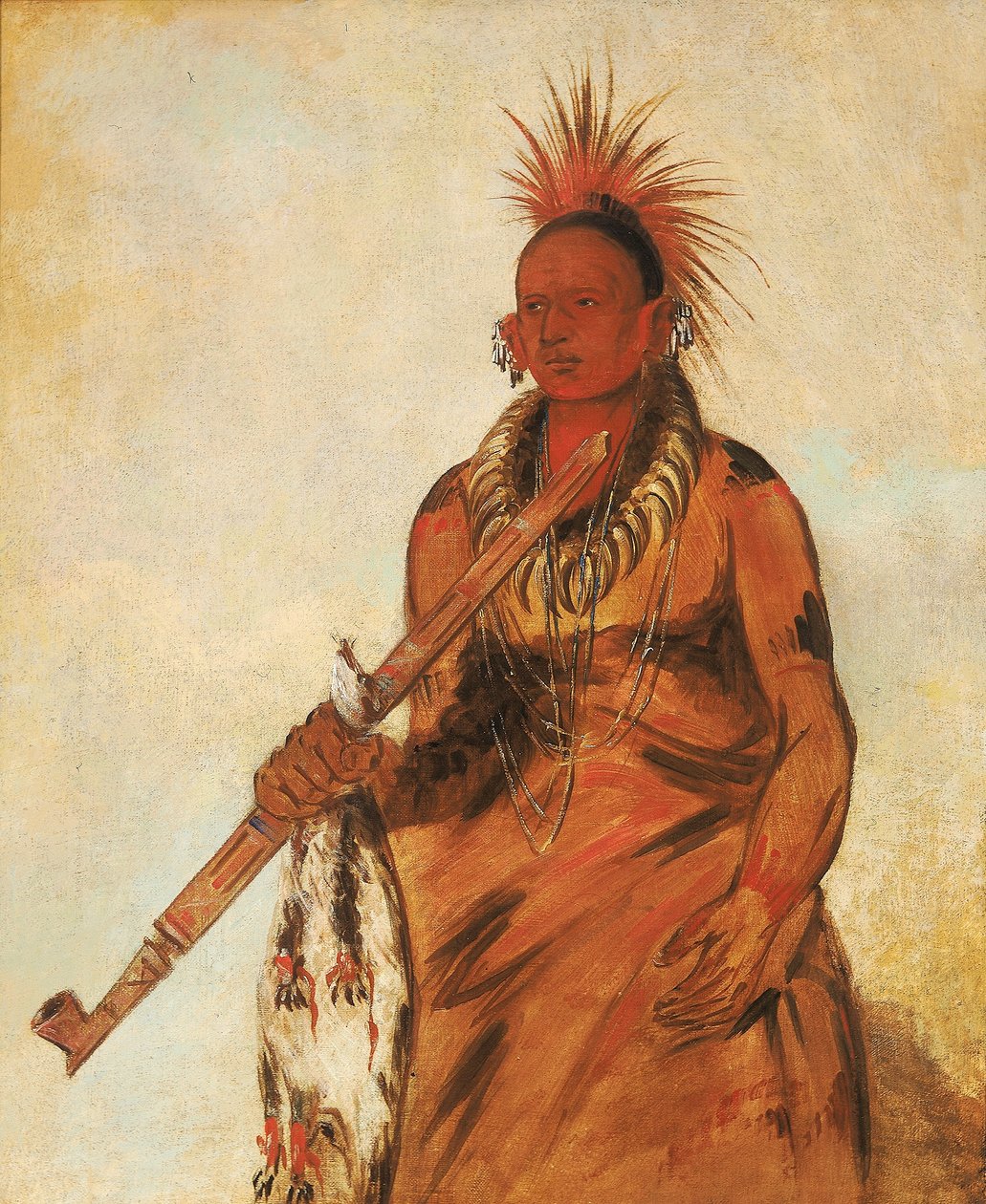 No-o-mún-nee, kävelee sateessa, soturi, - tekijältä George Catlin