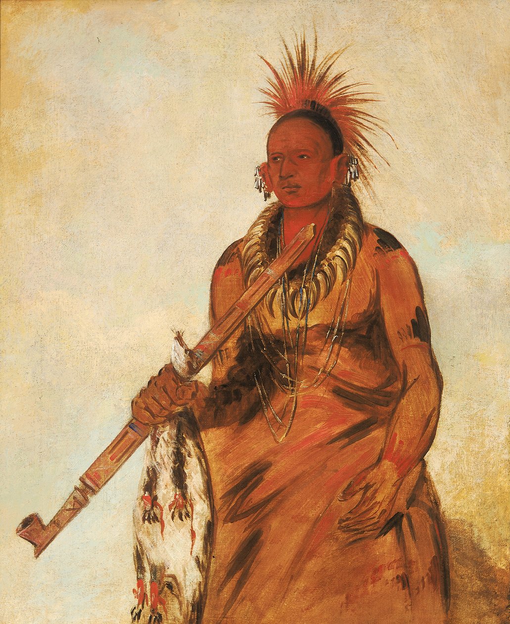 No-o-mún-nee, Kävelee sateessa, soturi, 1832. tekijältä George Catlin