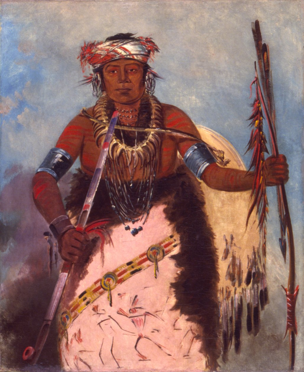 Notch-ee-níng-a, No Heart, (nimeltään White Cloud), heimon päällikkö. tekijältä George Catlin