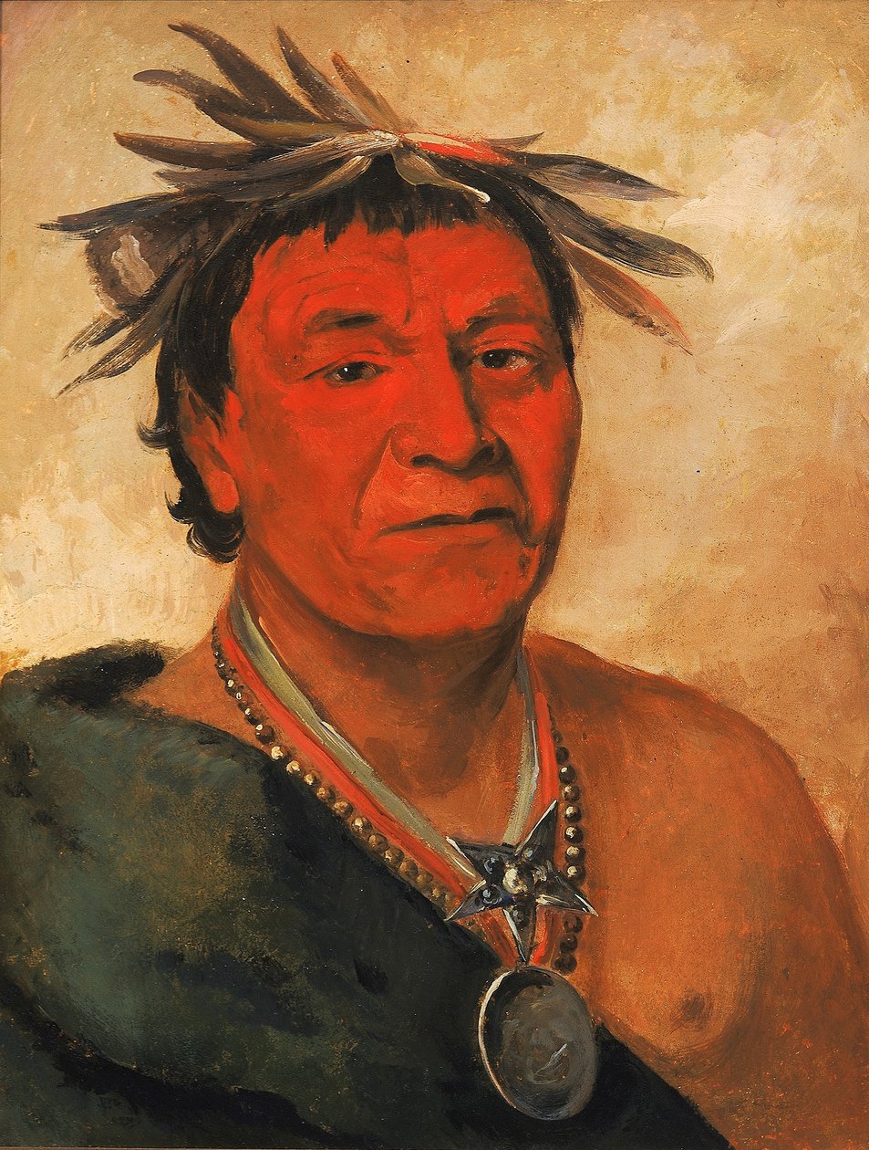 O-ho-páh-sha, Small Whoop, ansioitunut soturi, - tekijältä George Catlin