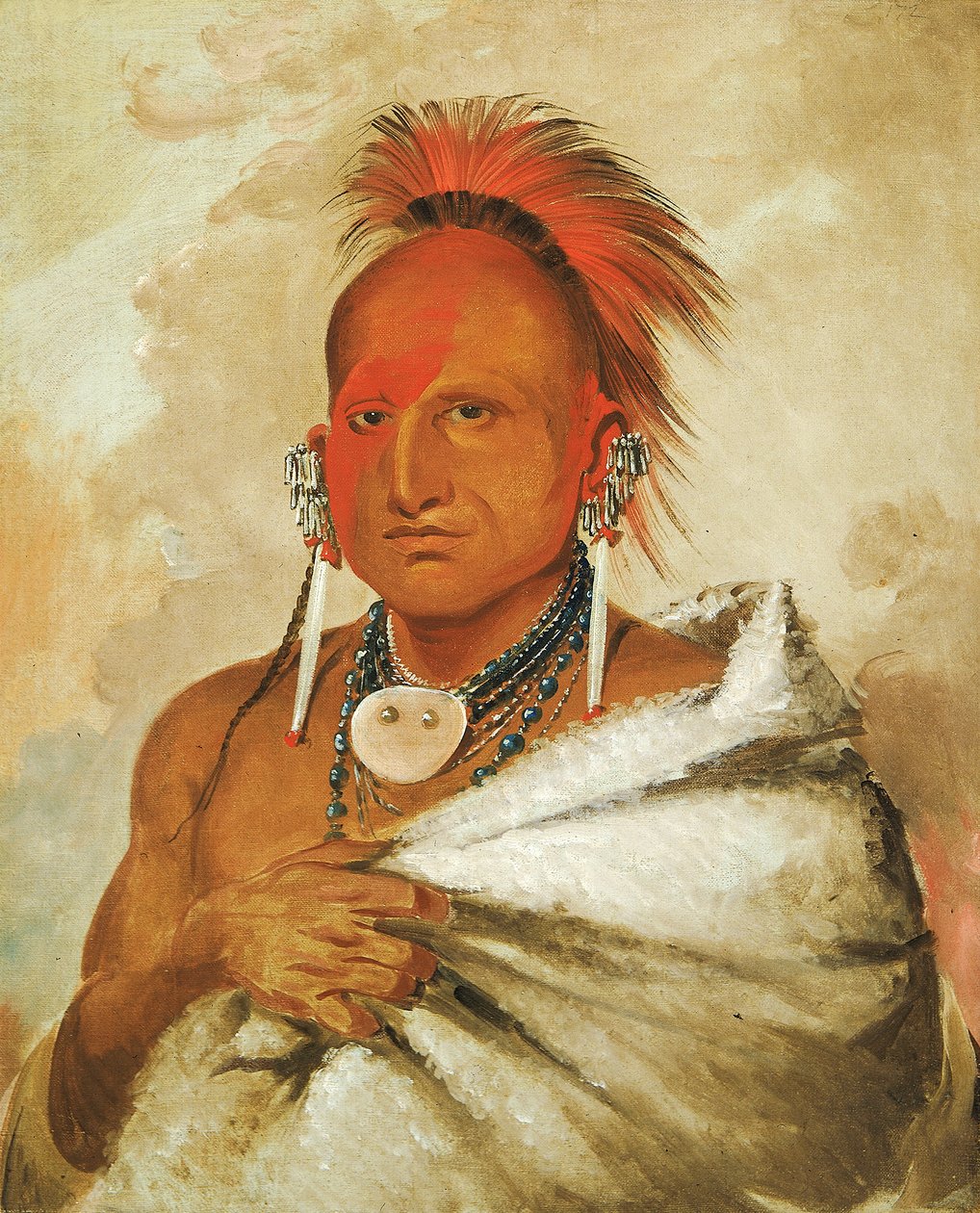 O-rón-gás-see, karhunsieppaaja, juhlittu soturi, 1832. tekijältä George Catlin