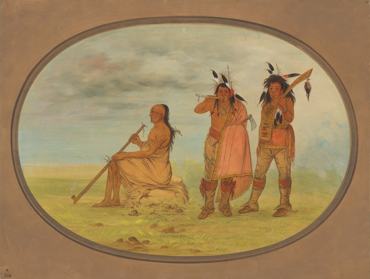 Old Menomonie Chief kahden nuoren kauniin kanssa, 18611869. tekijältä George Catlin