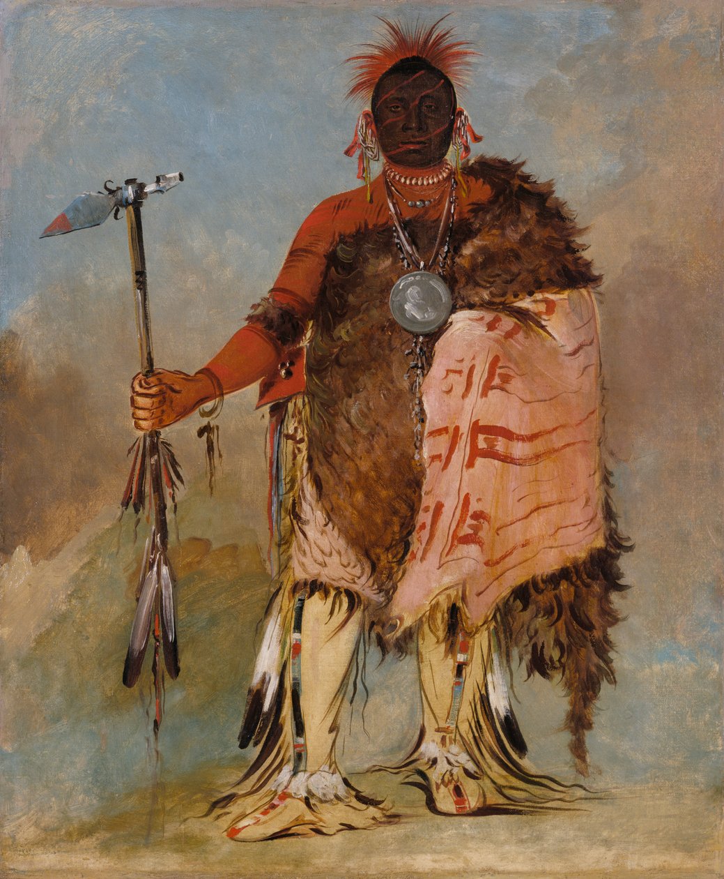 Om-pah-tón-ga, Iso Hirvi, kuuluisa soturi, 1832. tekijältä George Catlin