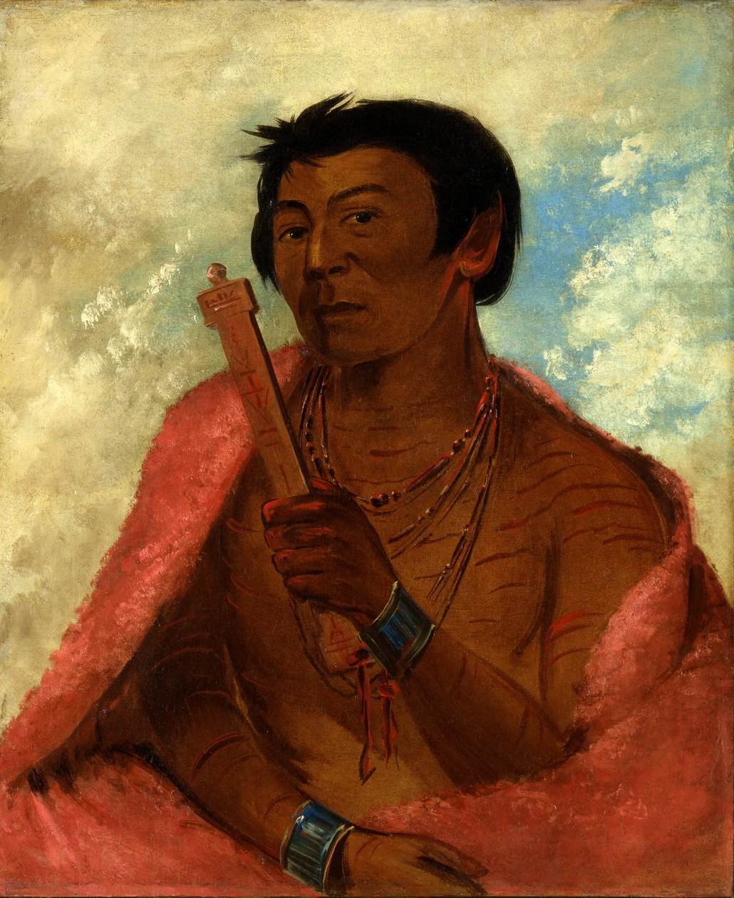 On-sáw-kie, The Sauk, rukouksessa, 1830. tekijältä George Catlin