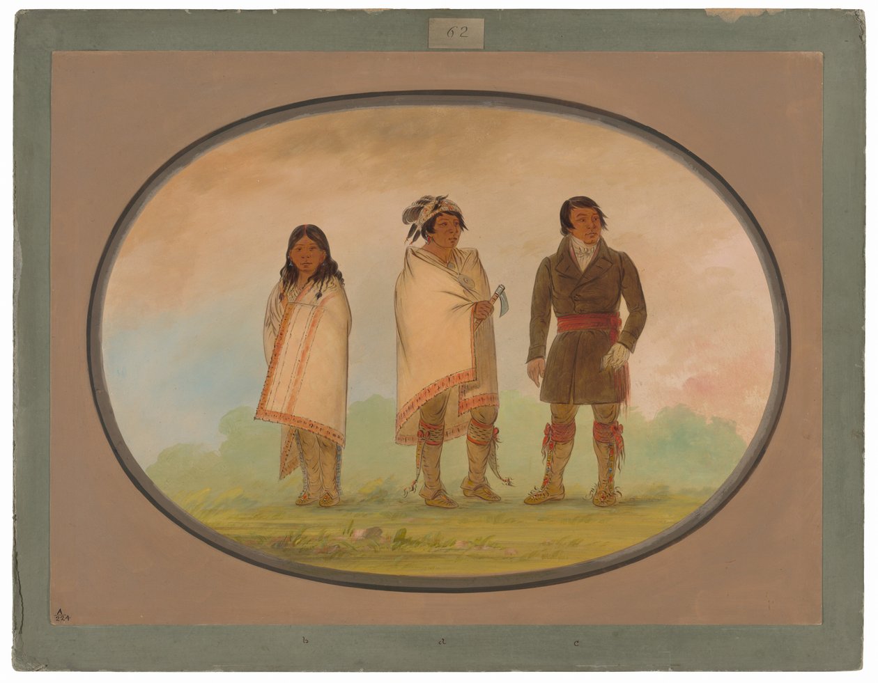 Oneida päällikkö, hänen sisarensa ja lähetyssaarnaaja tekijältä George Catlin