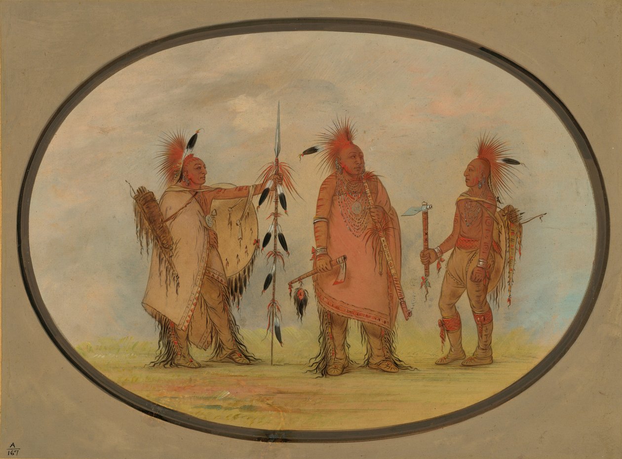 Osagen päällikkö kahden soturin kanssa, 18611869. tekijältä George Catlin
