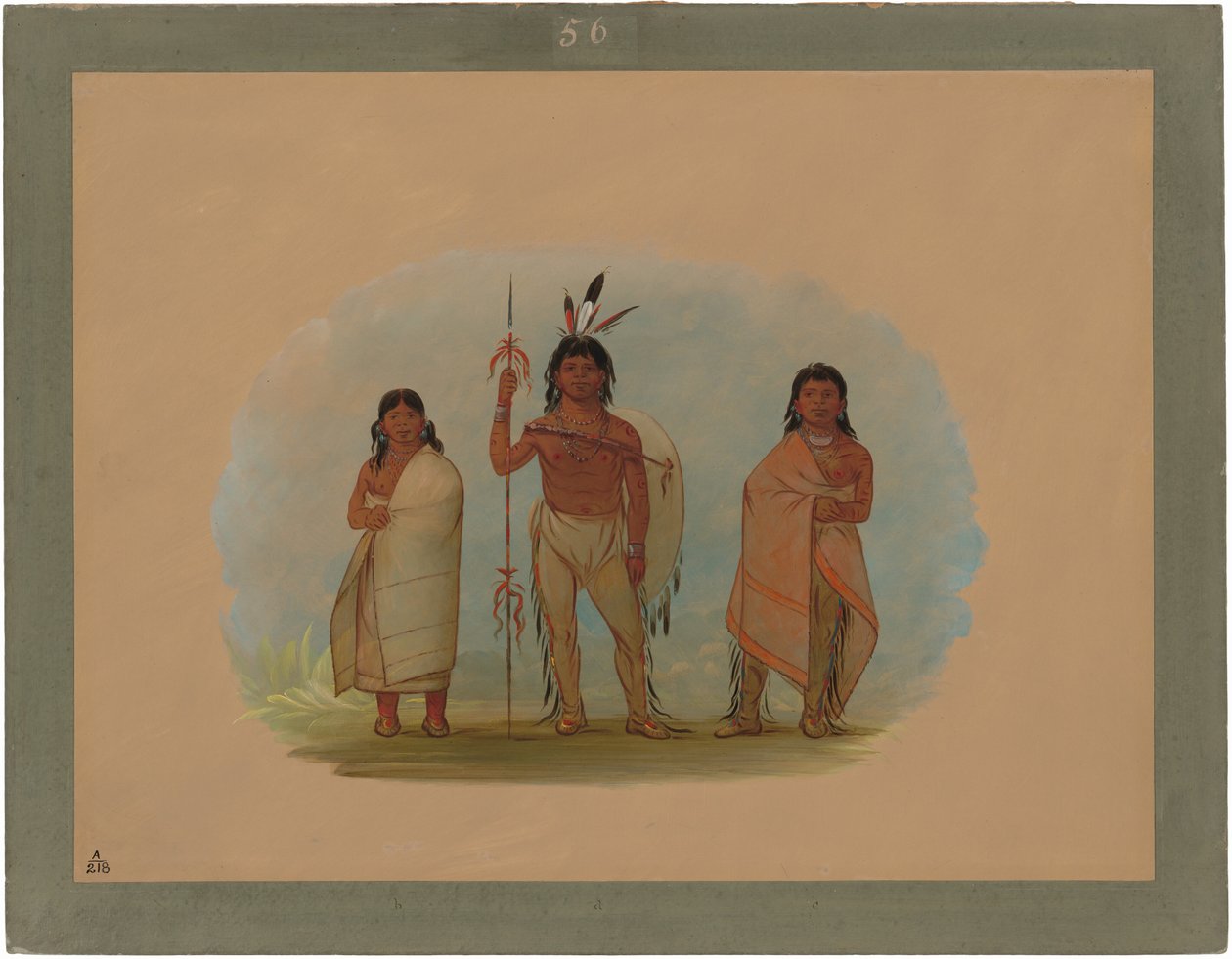 Ottawan päällikkö, hänen vaimonsa ja soturi tekijältä George Catlin