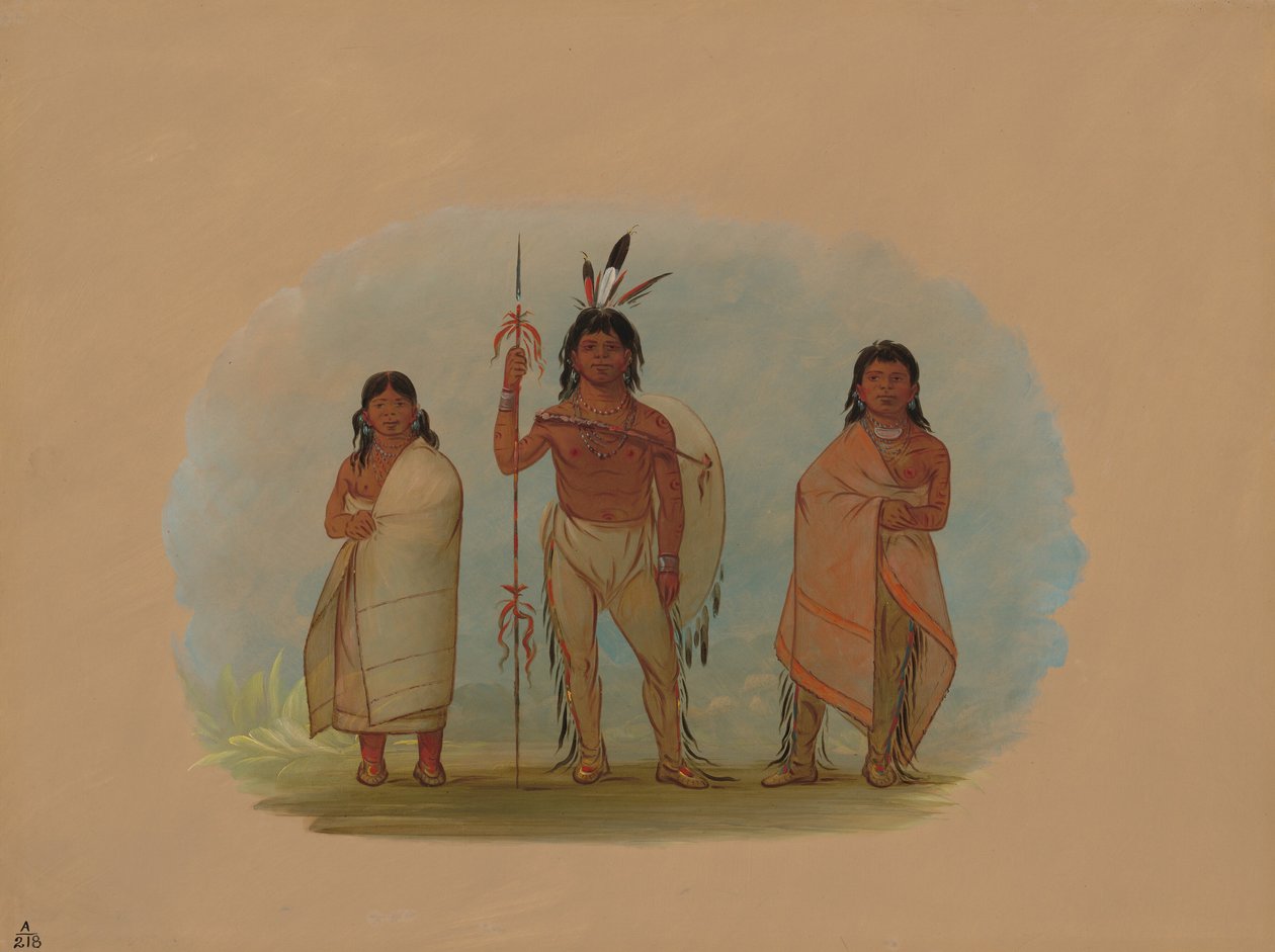 Ottawan päällikkö, hänen vaimonsa ja soturi, 18611869. tekijältä George Catlin