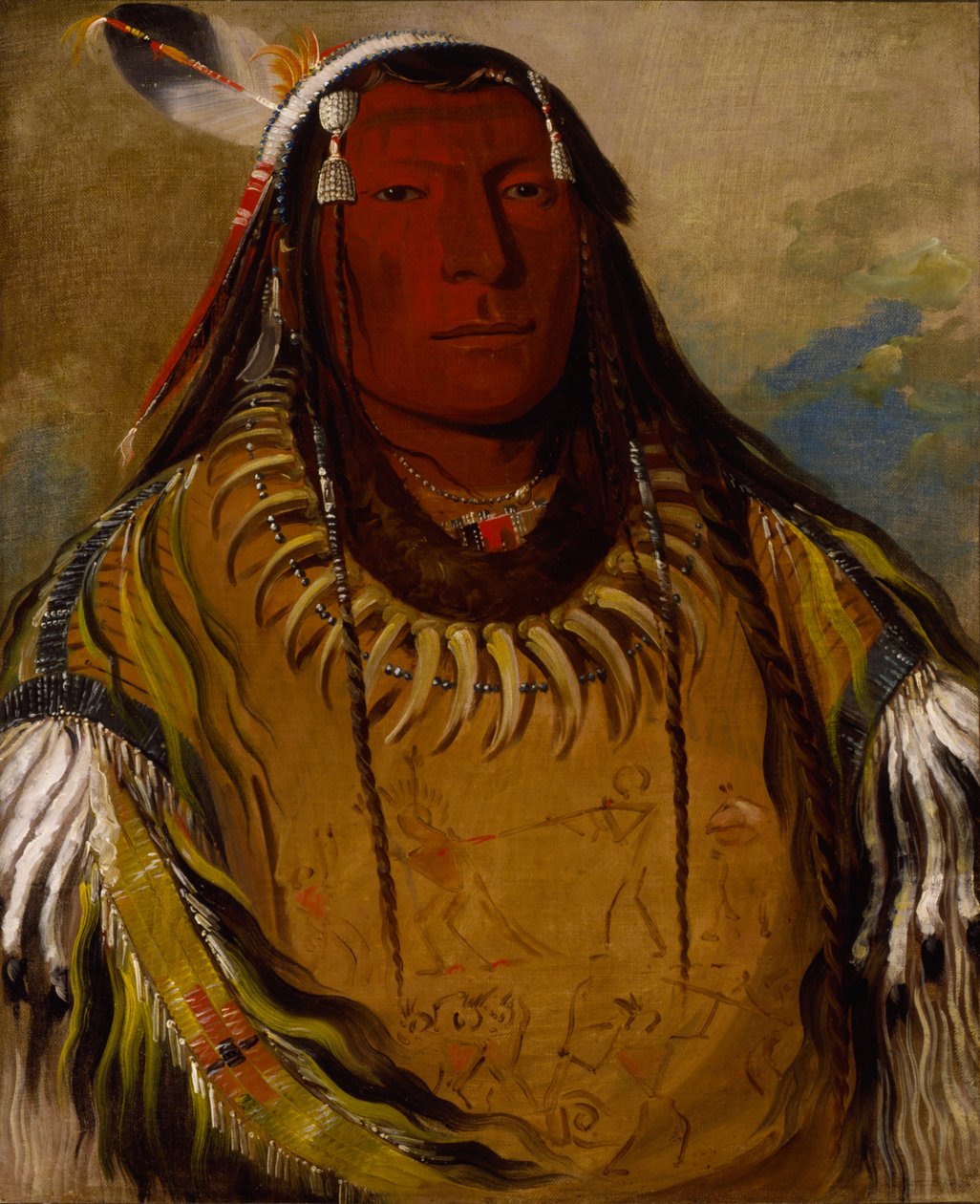 Pa-ris-ka-roó-pa, kaksi varista, päällikkö, 1832. tekijältä George Catlin