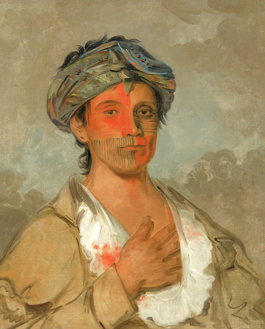 Pah-te-cóo-saw, Suora mies, puolisivistynyt, 1830. tekijältä George Catlin