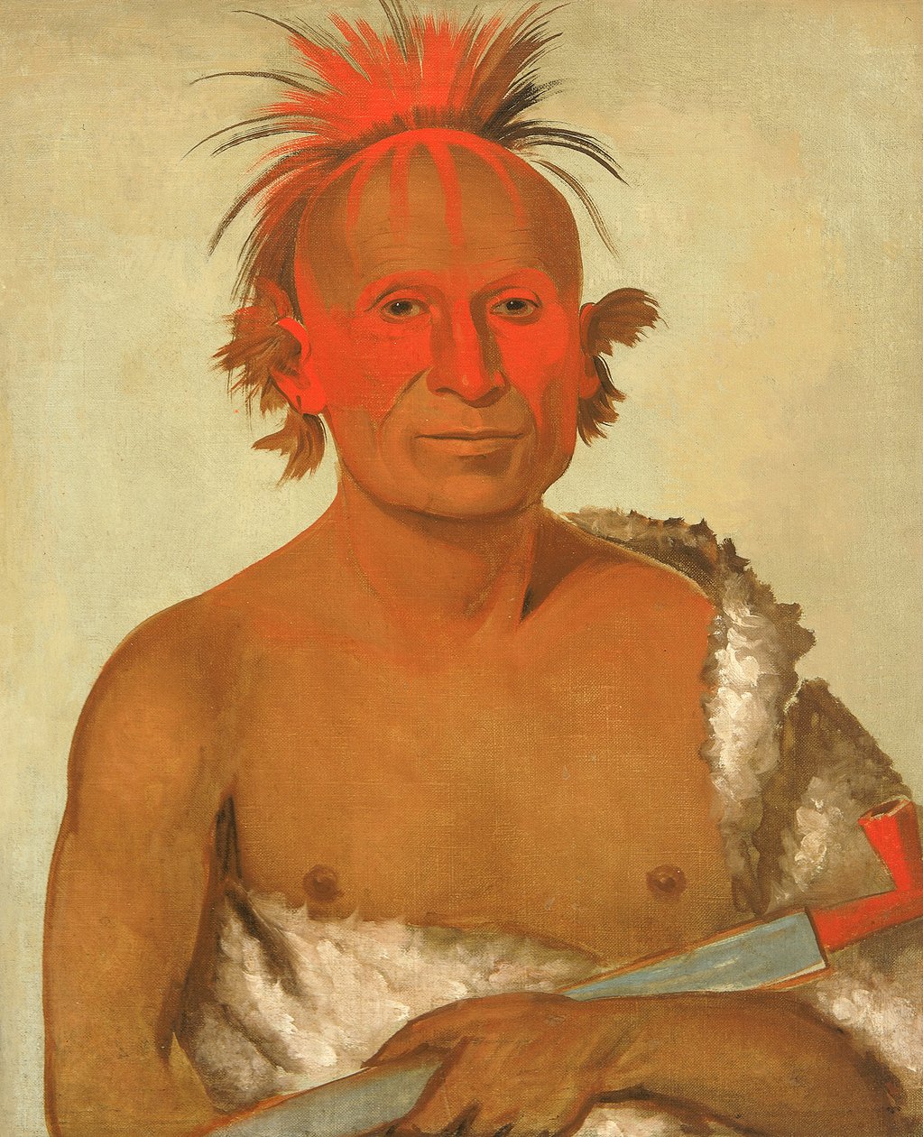 Pash-ee-pa-hó, pieni puukotuspäällikkö, nuorempi, yksi Black Hawkin rohkeista, 1832. tekijältä George Catlin
