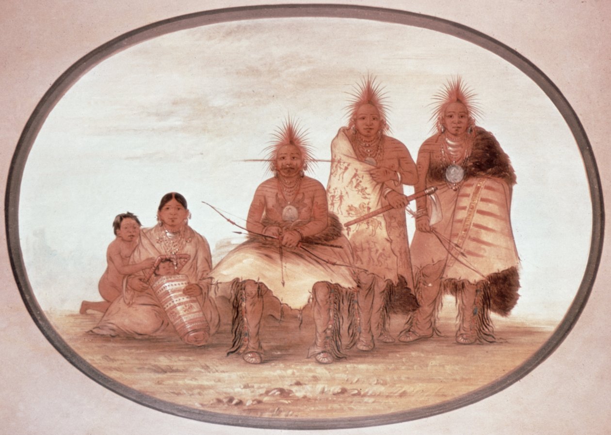 Pawnee Warriors, n. 1832 (väri litho) tekijältä George Catlin