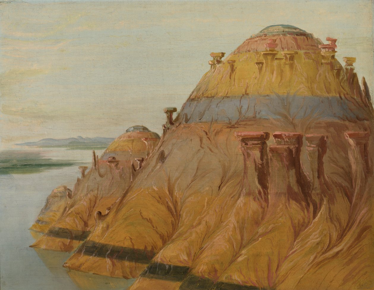 Maalauksellinen Clay Bluff, 1700 mailia St. Louisin yläpuolella tekijältä George Catlin