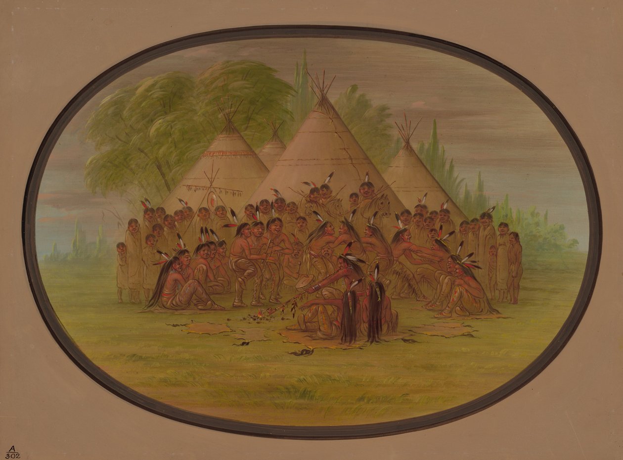 Pipetanssi - Assinneboine, 18611869. tekijältä George Catlin