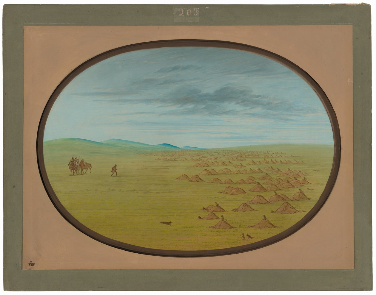 Preeriakoirakylä tekijältä George Catlin