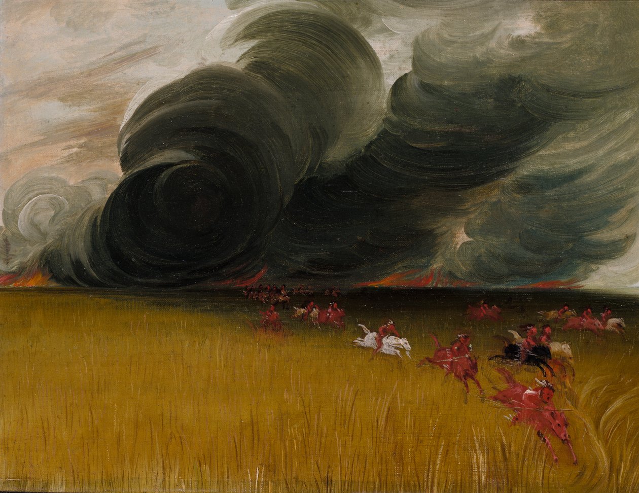 Prairie Meadows Burning, 1832. tekijältä George Catlin