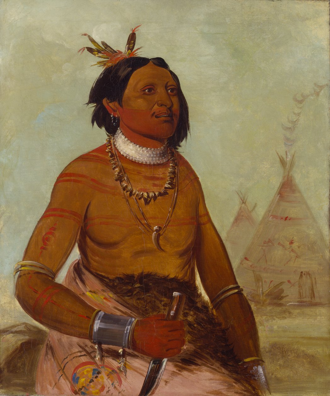 Quack-ham-kay, Stone Shell, a Brave, 1834. tekijältä George Catlin