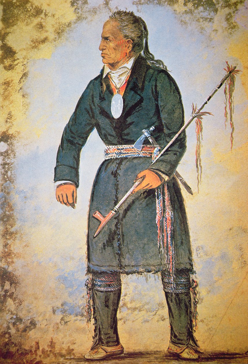 Punainen takki (n. 1756-1830) (akvarelli paperille) tekijältä George Catlin