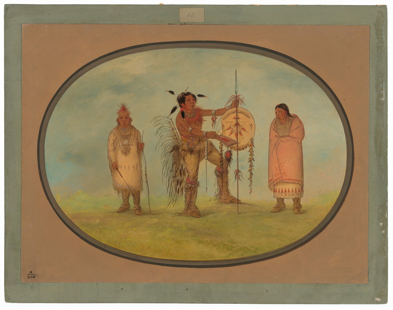 Saukie Warrior, hänen vaimonsa ja poika tekijältä George Catlin