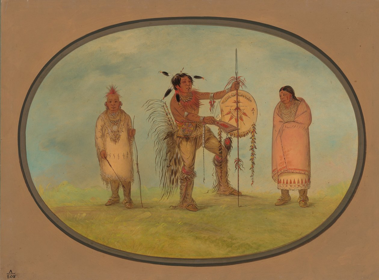 Saukie Warrior, hänen vaimonsa ja poika, 18611869. tekijältä George Catlin