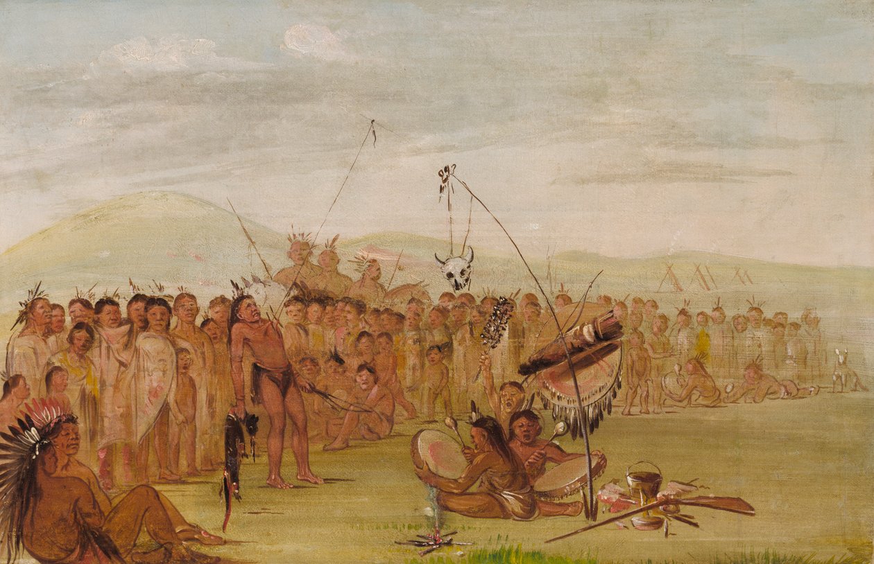 Itsekidutus Sioux-uskonnollisessa seremoniassa, 1835-1837. tekijältä George Catlin