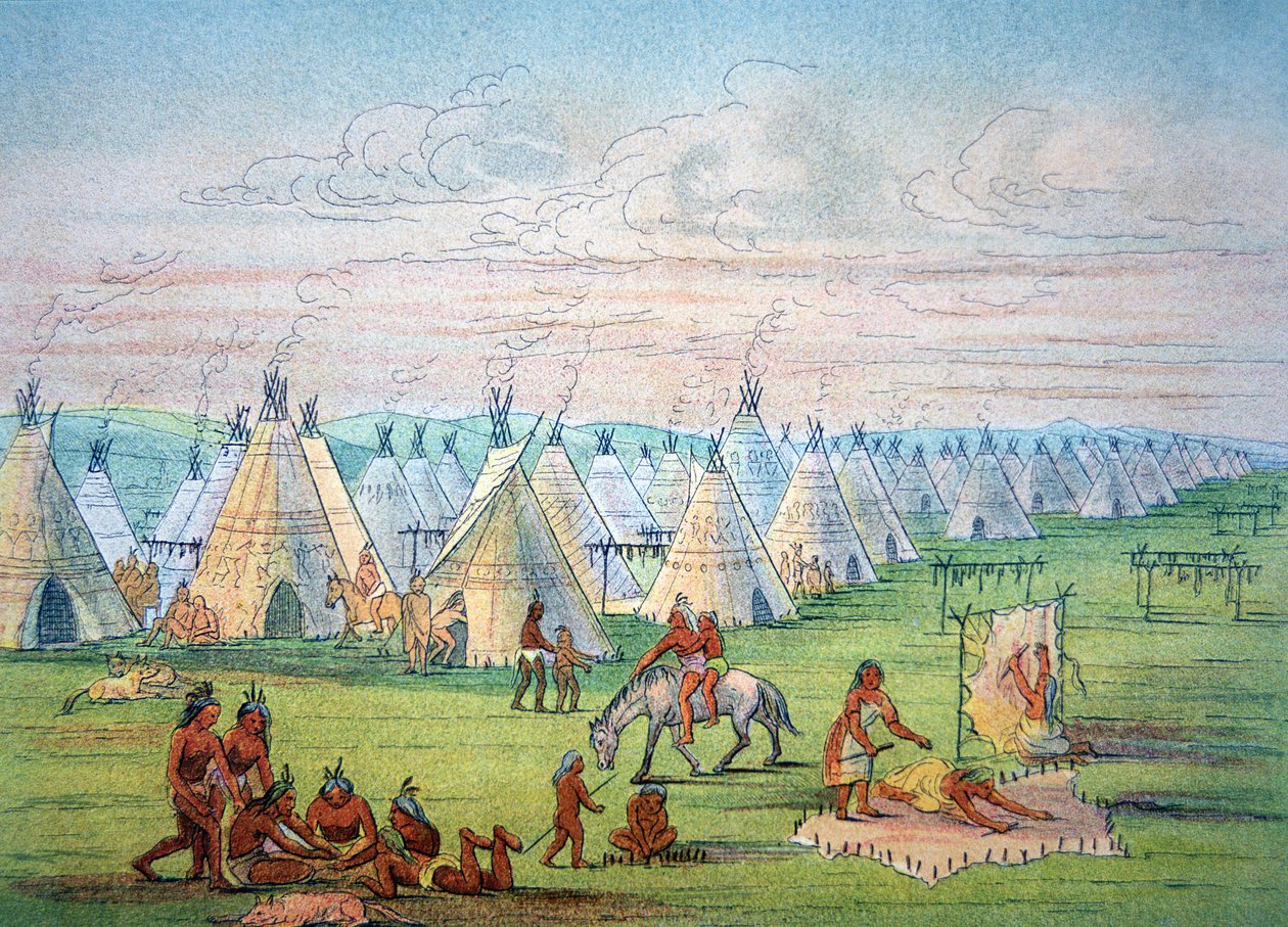 Sioux Camp Scene tekijältä George Catlin