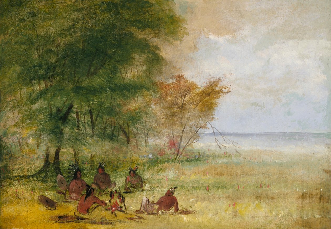 Sioux-intiaanien neuvosto, päälliköt syvällisessä neuvottelussa tekijältä George Catlin