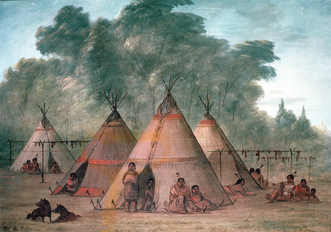 Sioux Village (öljy kankaalle) tekijältä George Catlin
