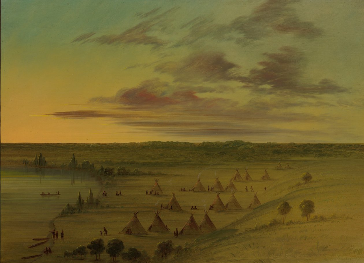 Sioux Village - Joutsenjärvi, 18611869. tekijältä George Catlin