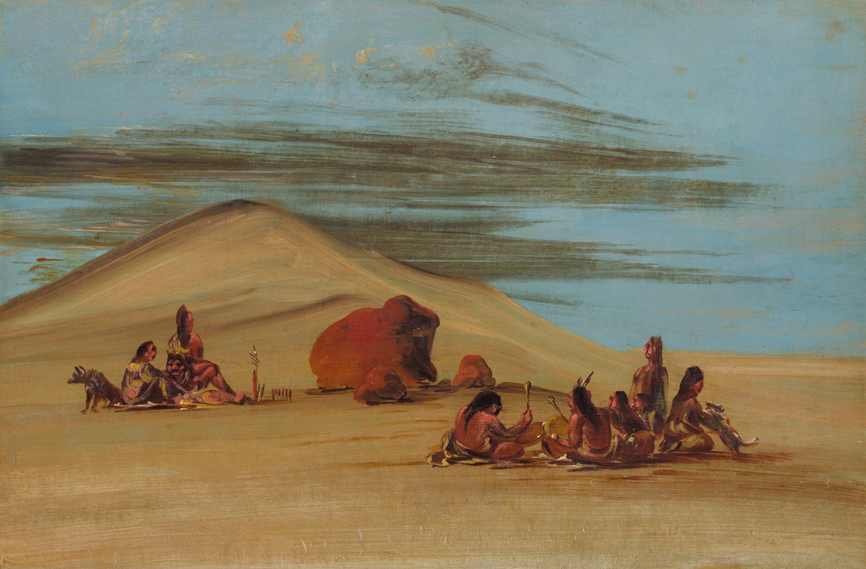 Sioux palvoo punaisilla lohkareilla, 1837-1839. tekijältä George Catlin
