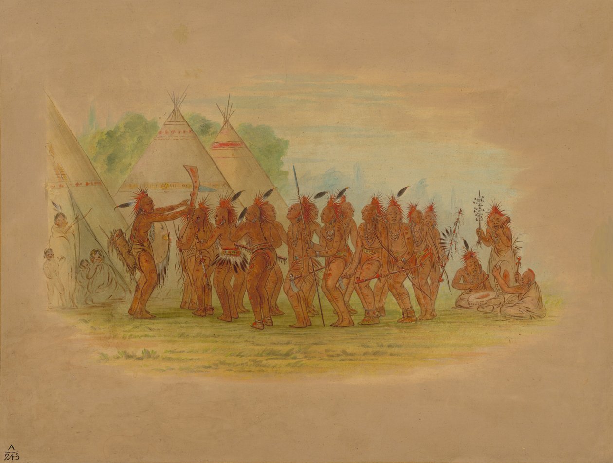 Orjien tanssi - Saukie, 1861. tekijältä George Catlin