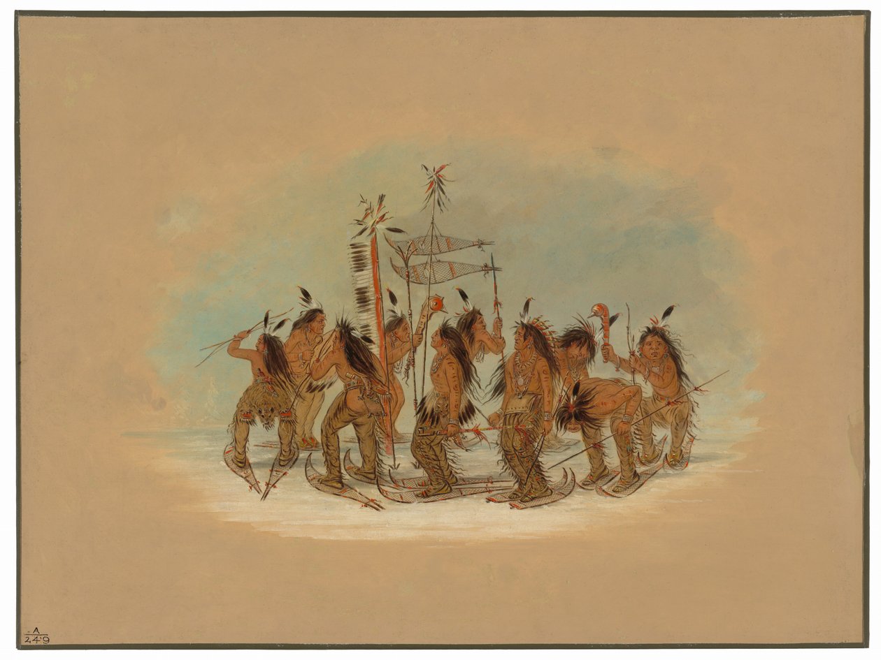 Lumikenkätanssi - Ojibbeway tekijältä George Catlin